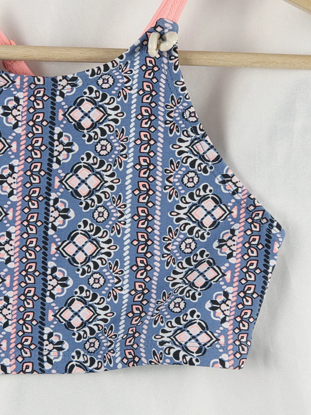 Justice Girls Blue & Pink Patterned Swimsuit Tank Top Size 10